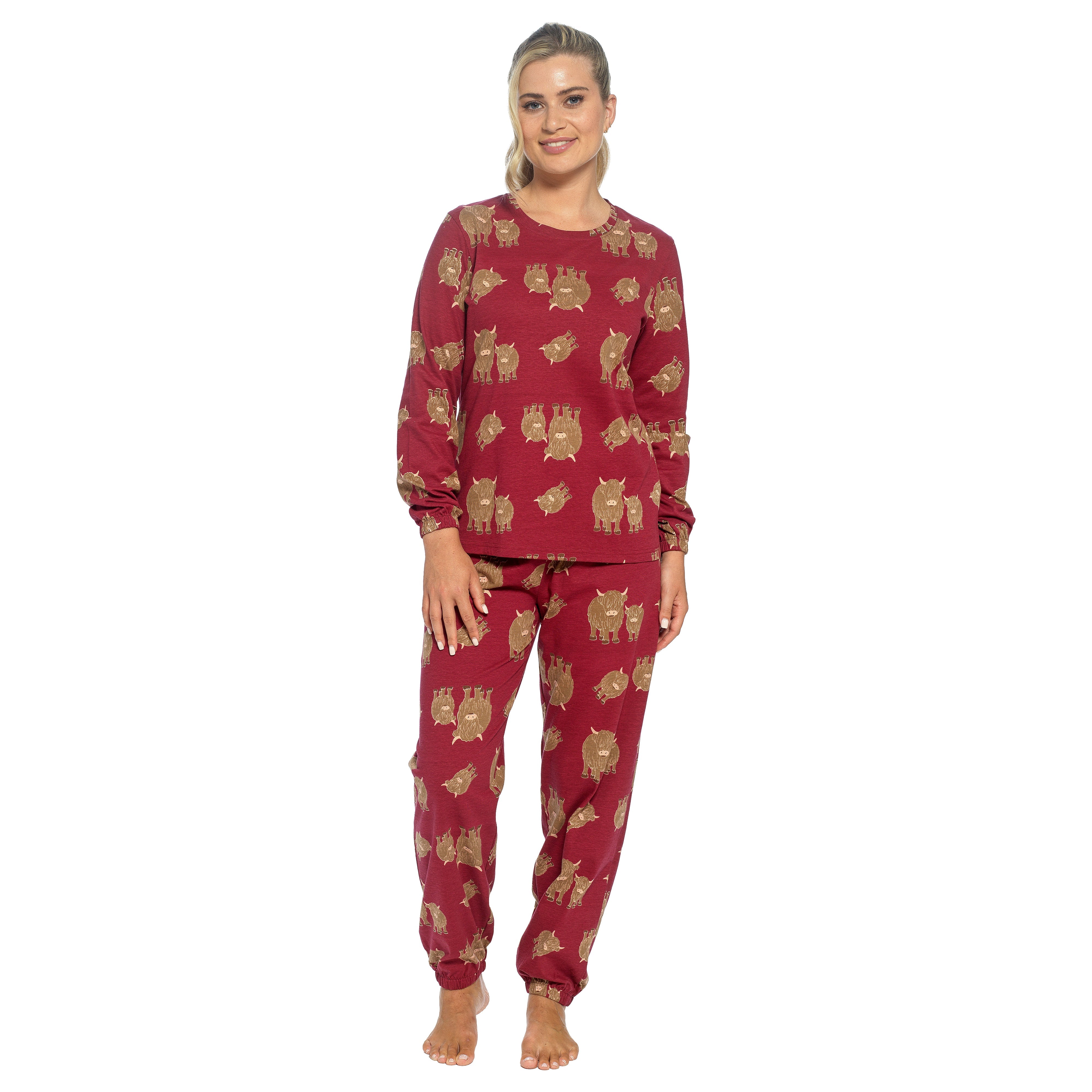 Women's Cotton Pyjama Set With Elasticated Patterned Bottoms