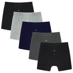 Men's Cotton Button Fly Boxer Shorts Pack Of 5 Breathable Stretch Gym Sports