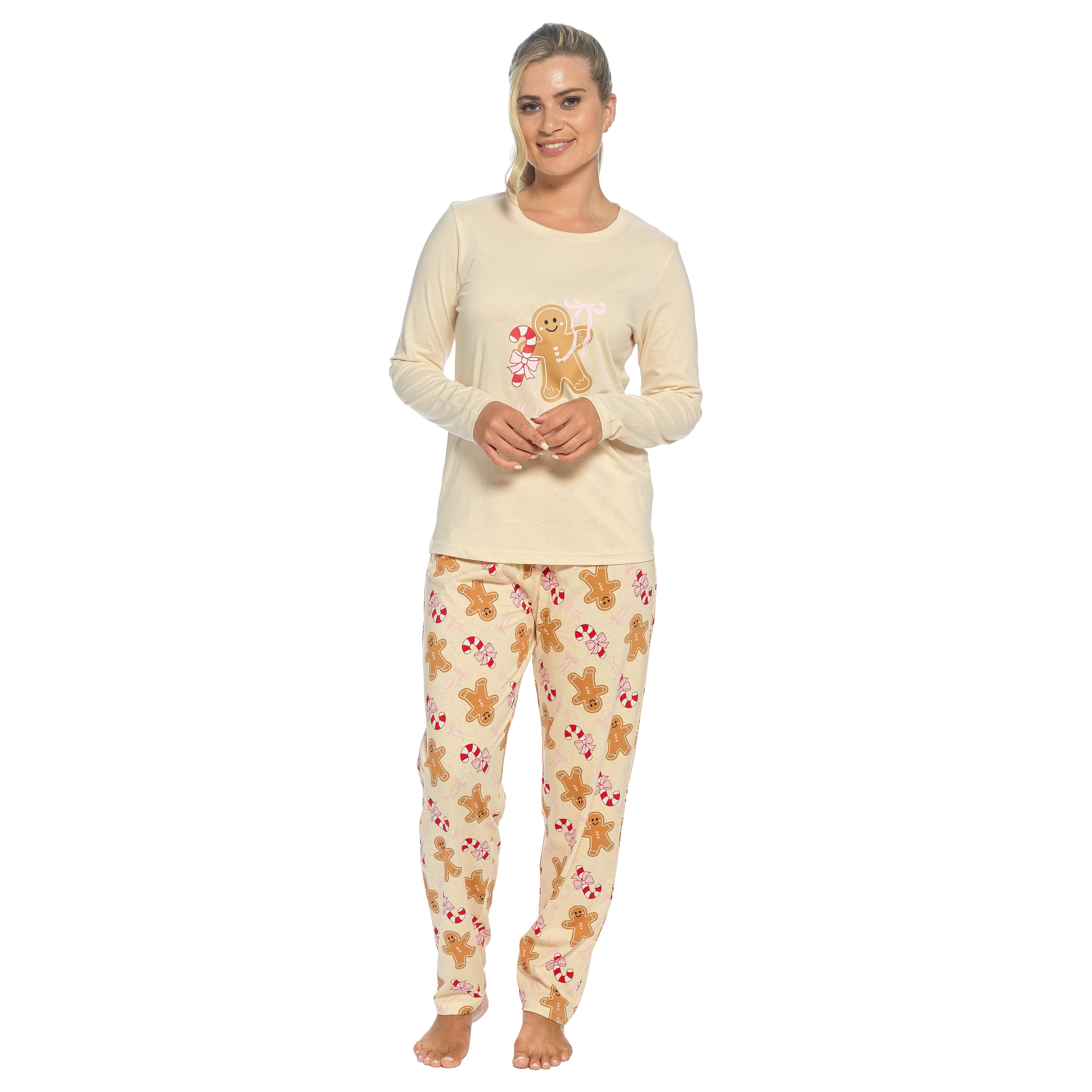 Women's Cotton Pyjama Set With Elasticated Patterned Bottoms