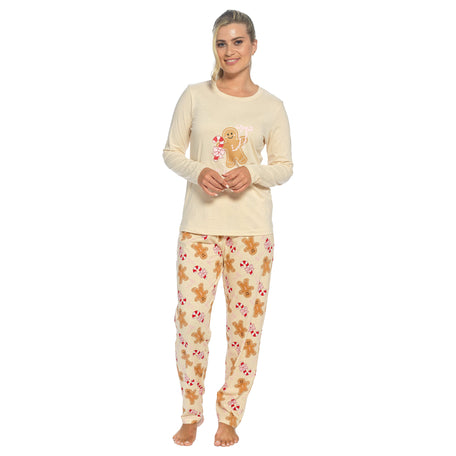 Women's Cotton Pyjama Set With Elasticated Patterned Bottoms