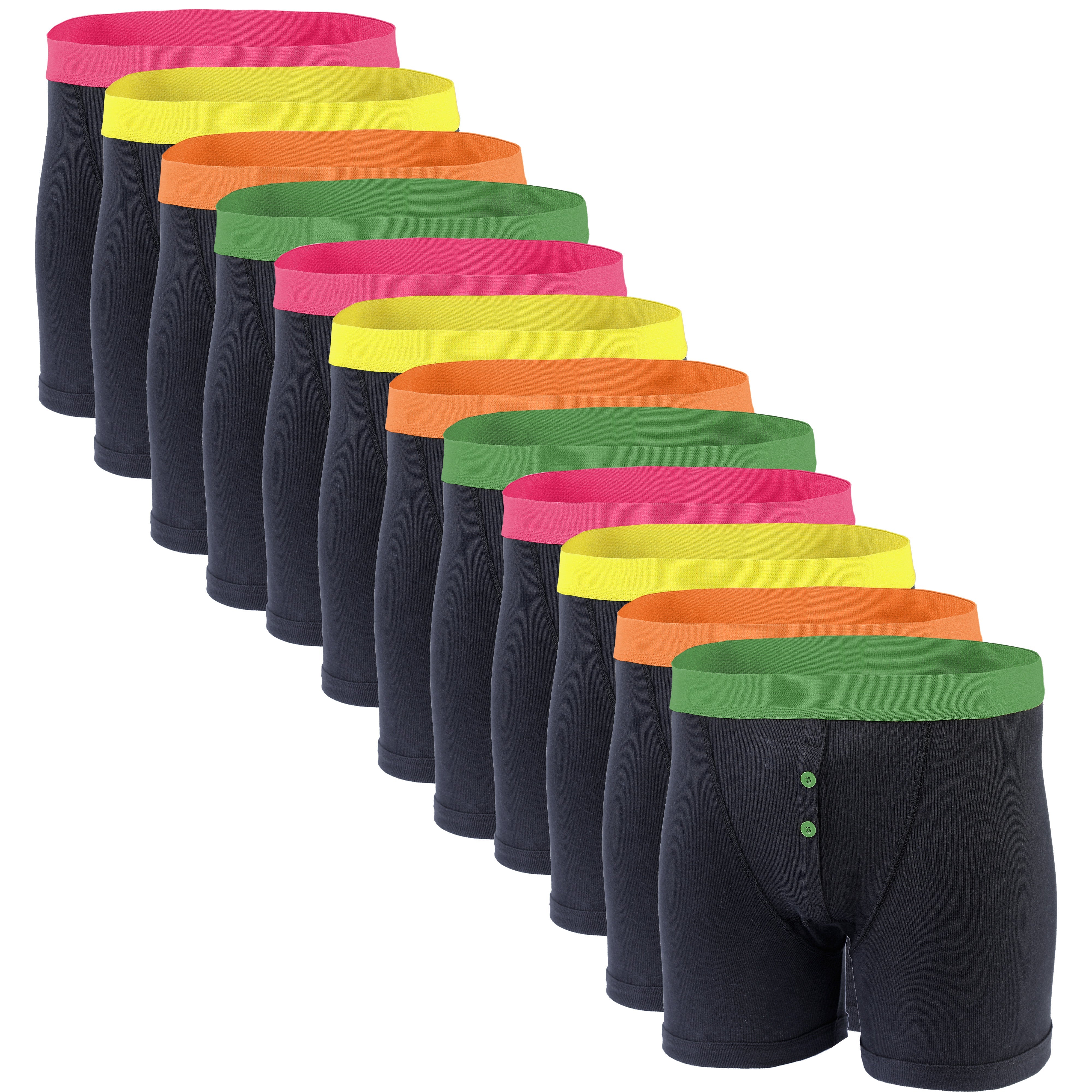 Men's Black Boxer Shorts 12 Pack – Cotton Blend, Button Fly
