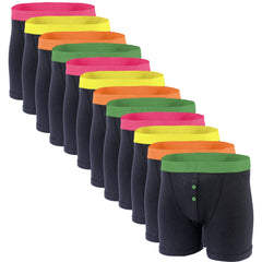 Men's Black Boxer Shorts 12 Pack – Cotton Blend, Button Fly