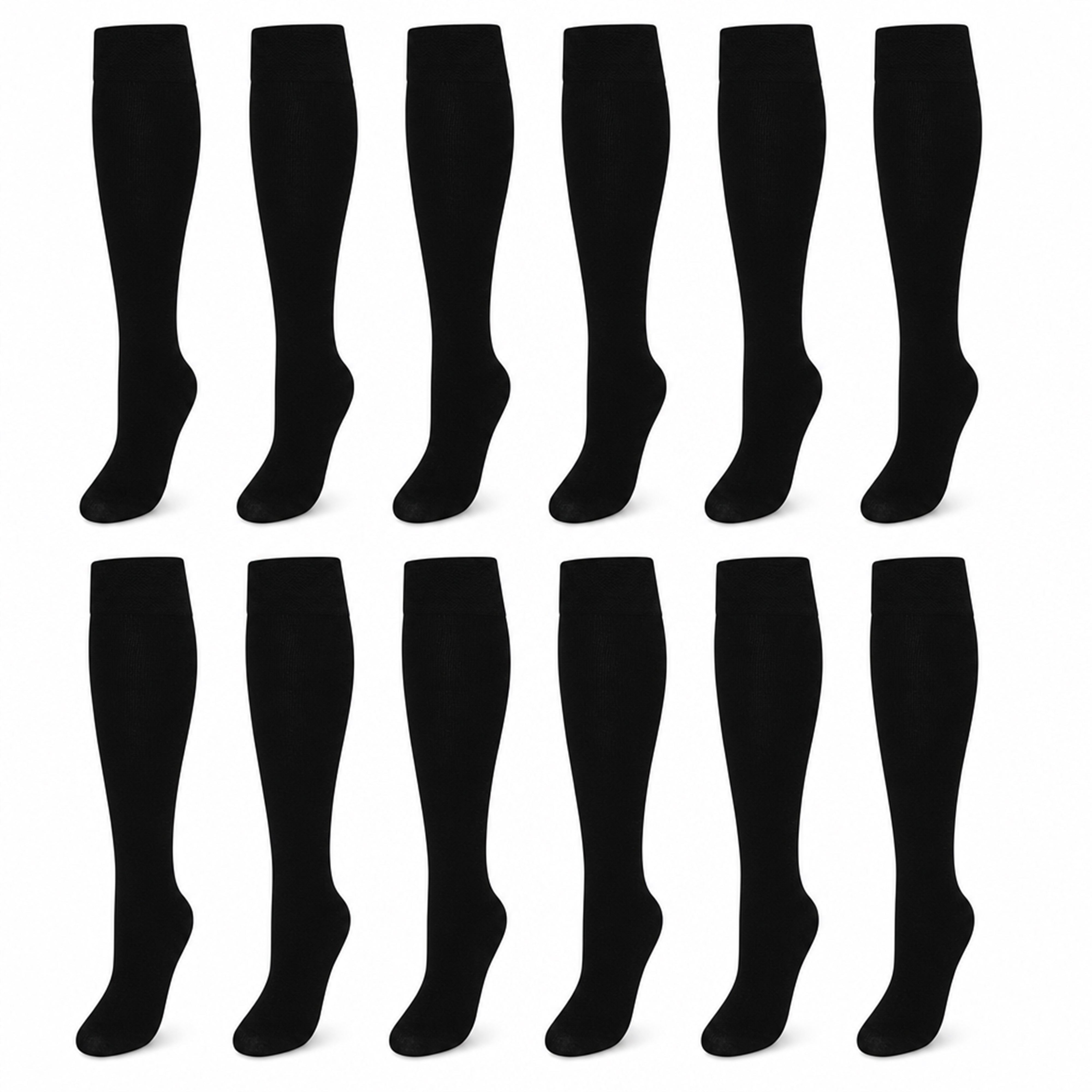 Girls' Long School Socks 12 Pairs Cotton Rich Sculpted Heels And Toes