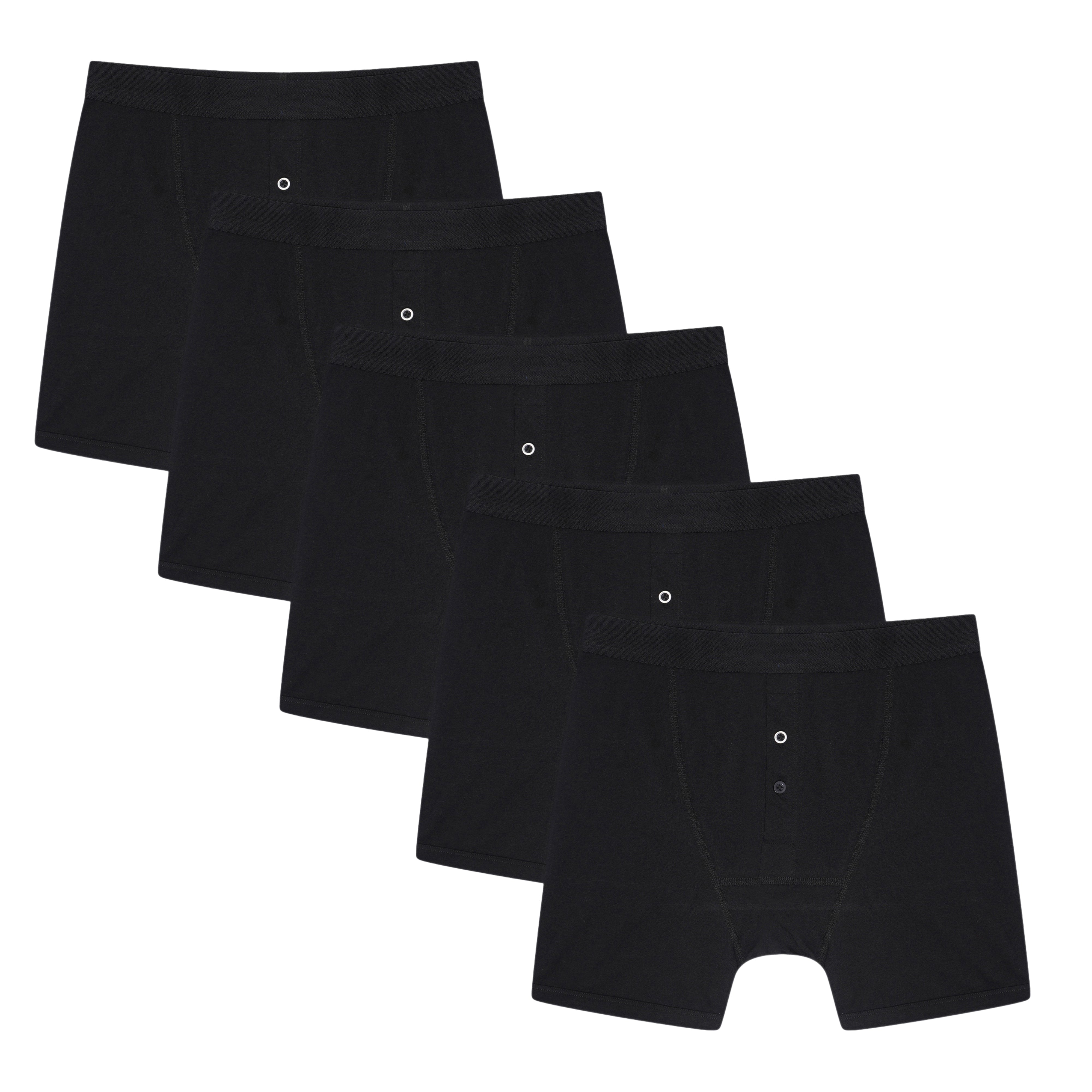 Men's Cotton Button Fly Boxer Shorts Pack Of 5 Breathable Stretch Gym Sports