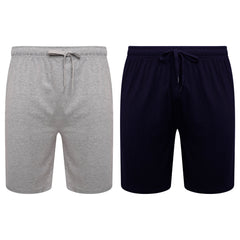 Men's Cotton Lounge Shorts Stretchable 2 Pack Black Navy Grey Durable