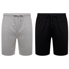Men's Cotton Lounge Shorts Stretchable 2 Pack Black Navy Grey Durable
