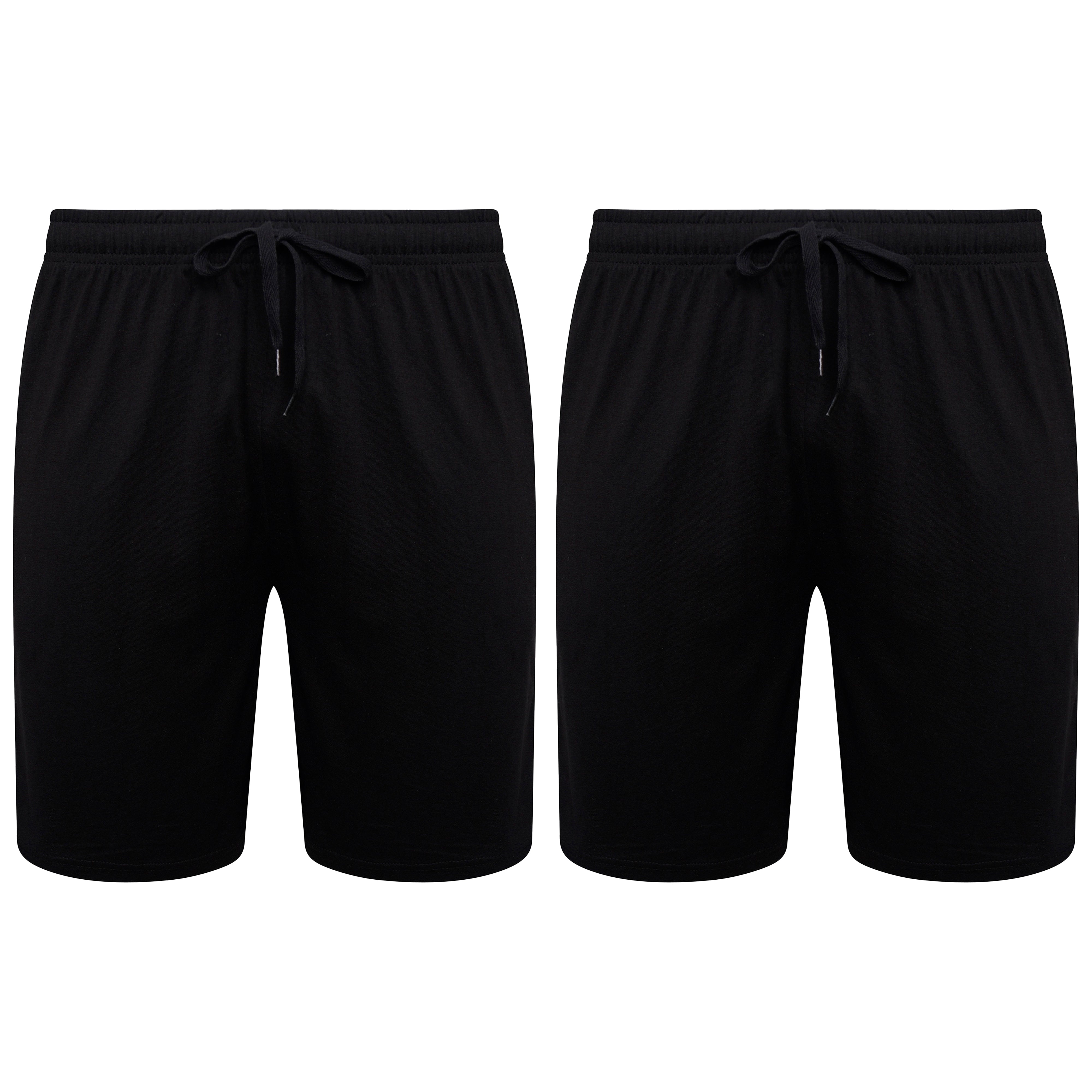 Men's Cotton Lounge Shorts Stretchable 2 Pack Black Navy Grey Durable