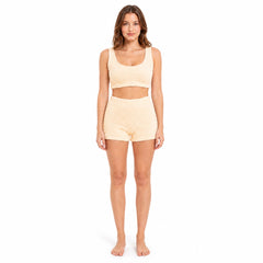 Women's Teddy Fleece Crop Top And Shorts Pyjama Loungewear Set Ultra Soft