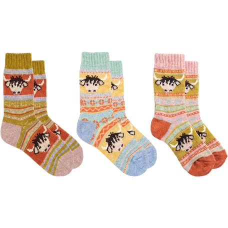 3 Pairs Women's Alpaca Wool Socks Natural Thermal Winter Boot Socks Non Slip