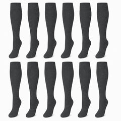 Girls' Long School Socks 12 Pairs Cotton Rich Sculpted Heels And Toes