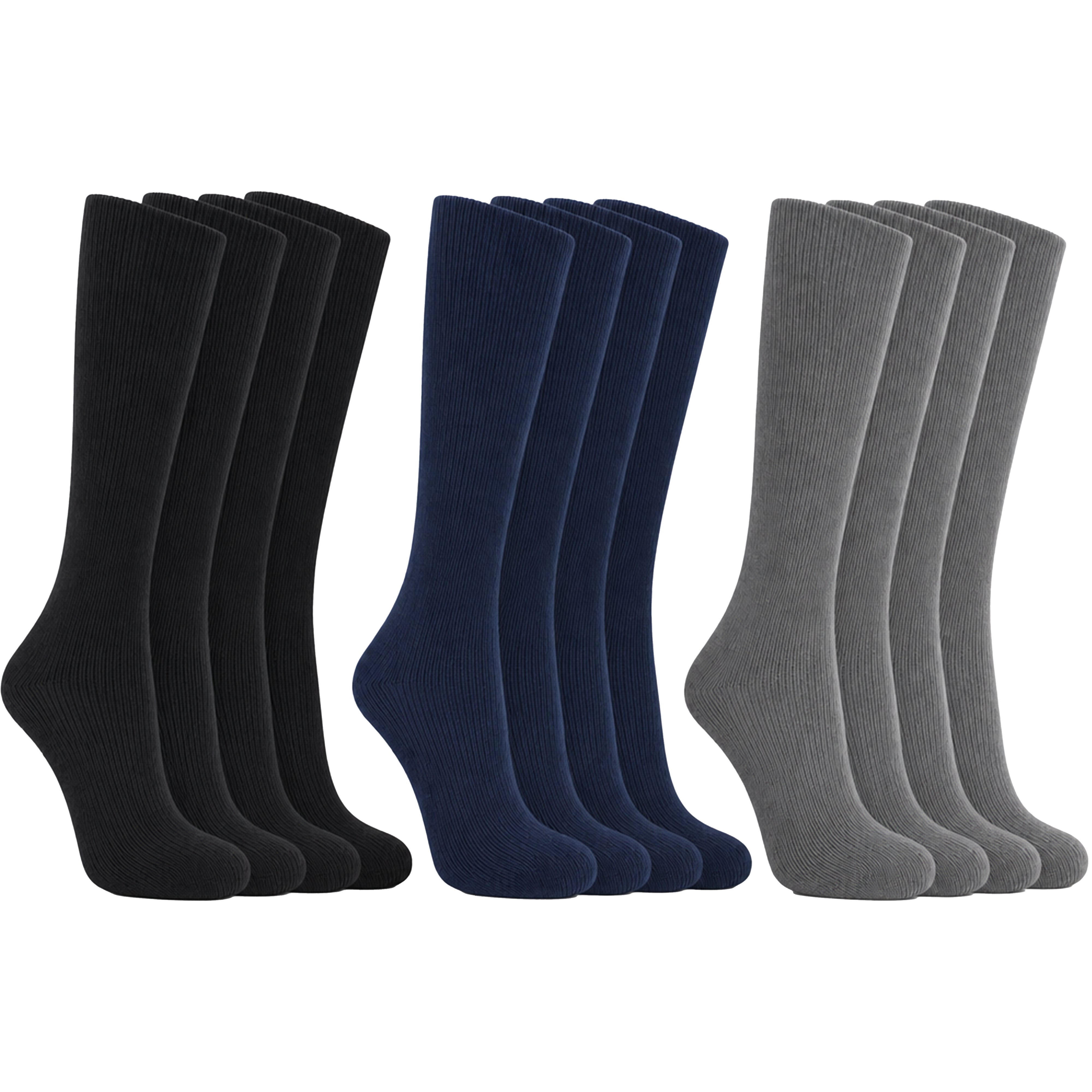 Men's 100% Cotton Moisture-Wicking Antibacterial Dress Work Socks 12 Pairs