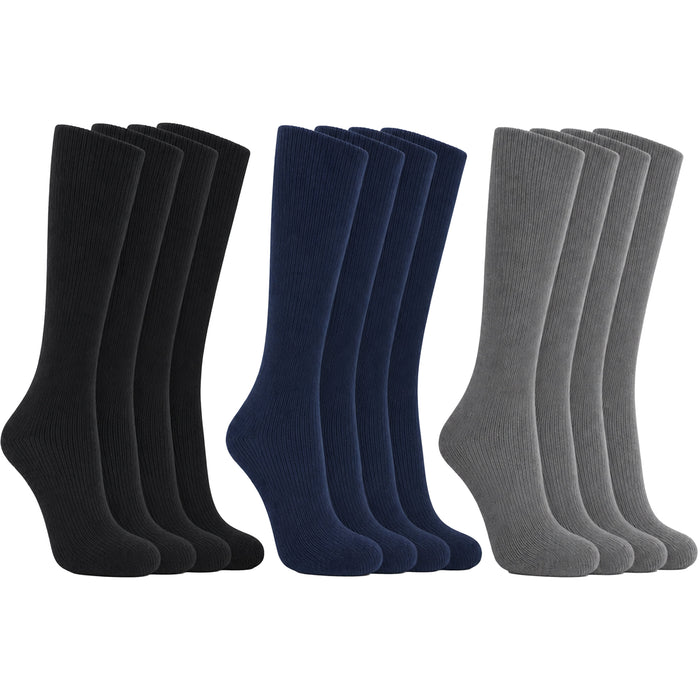 Men's 100% Cotton Moisture-Wicking Antibacterial Dress Work Socks 12 Pairs, ASSORTED