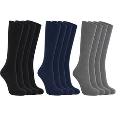 Men's 100% Cotton Moisture-Wicking Antibacterial Dress Work Socks 12 Pairs