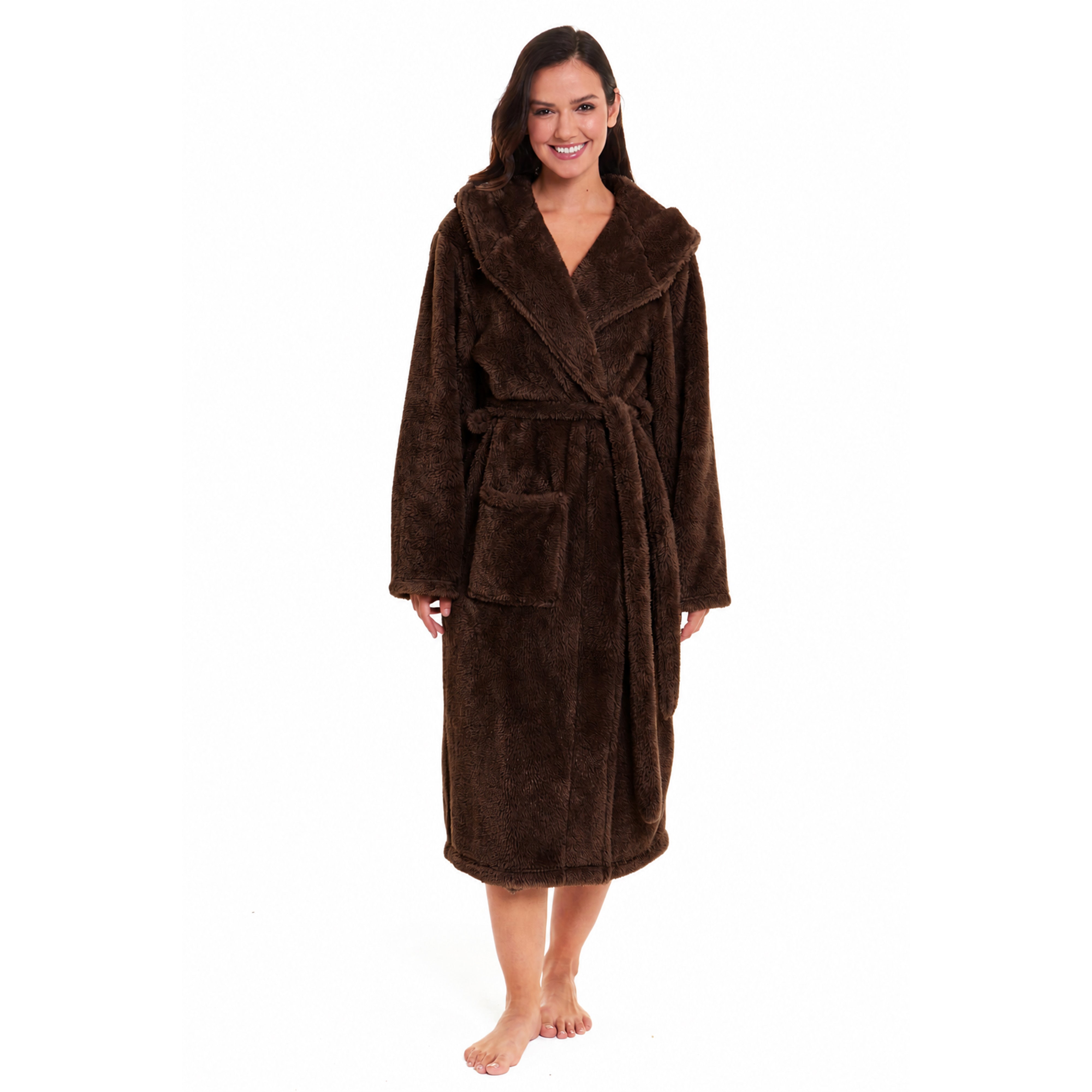 Women's Fleece Hooded Robe Snuggle Touch Velvet-Soft Loungewear