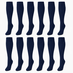 Girls' Long School Socks 12 Pairs Cotton Rich Sculpted Heels And Toes