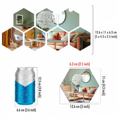 Hexagon Acrylic Mirror Wall Stickers – Self-Adhesive Decorative Tiles