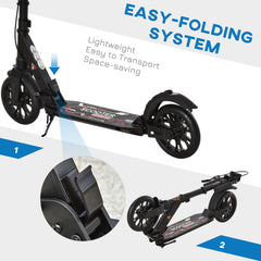HOMCOM Foldable Kick Scooter – Adjustable Height, Double Suspension & Dual Brakes