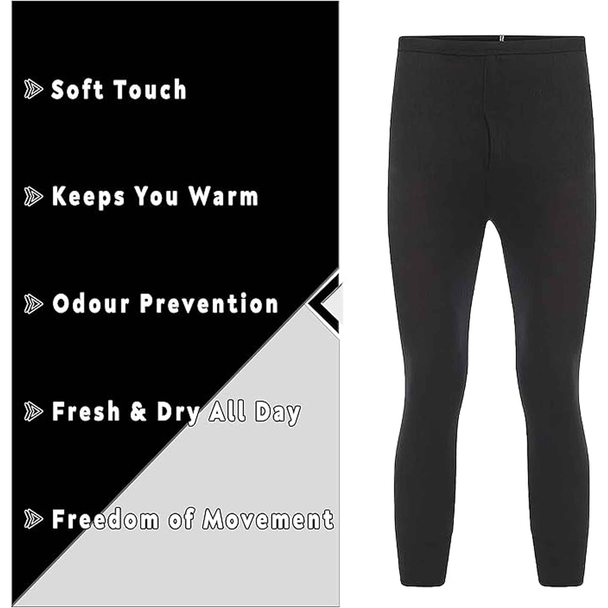 Boys' Long Johns 2 Pack Black Baselayer For School Camping And Skiing