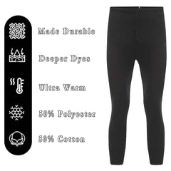 Boys' Long Johns 2 Pack Black Baselayer For School Camping And Skiing
