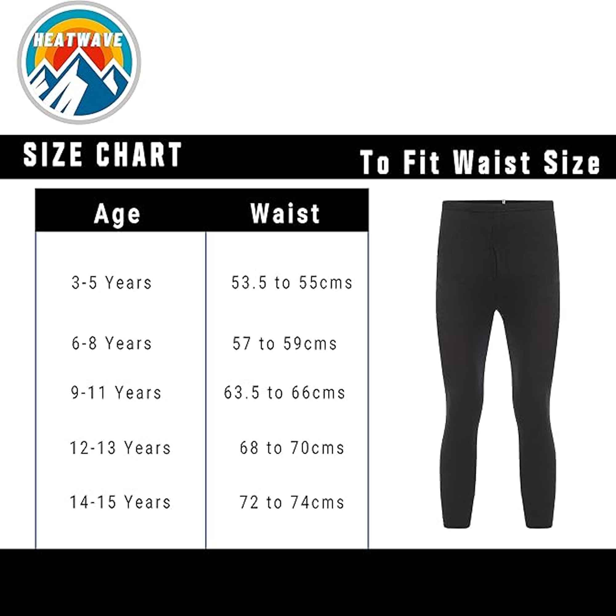 Boys' Long Johns 2 Pack Black Baselayer For School Camping And Skiing