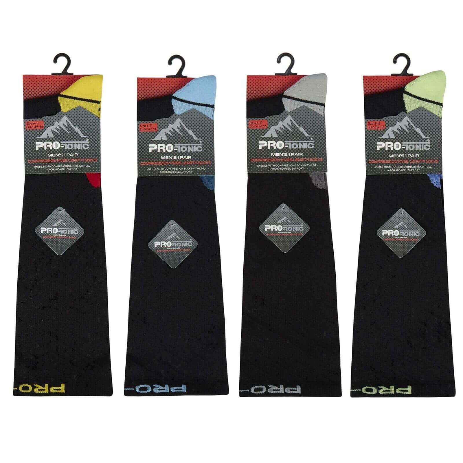 Men's Long Compression Socks 2 Pack Breathable Anti-Crimp Design Black