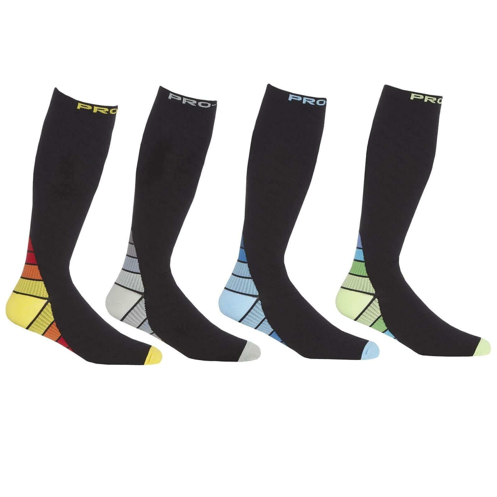 Men's Long Compression Socks 2 Pack Breathable Anti-Crimp Design Black