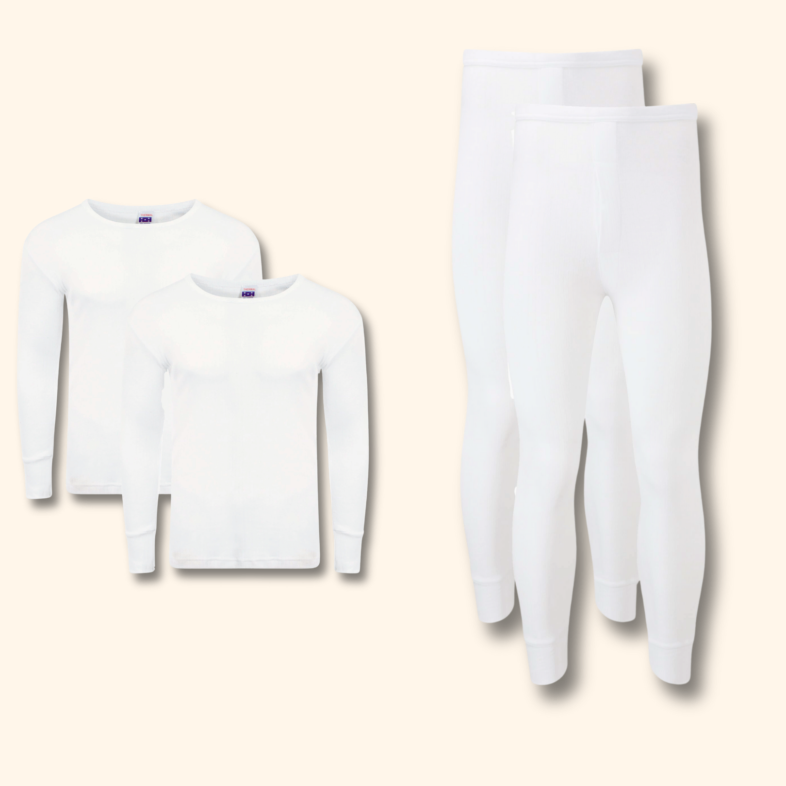 Men's Thermal Underwear Set 2 Pack – Long Sleeve Top & Long Johns, S–XXL
