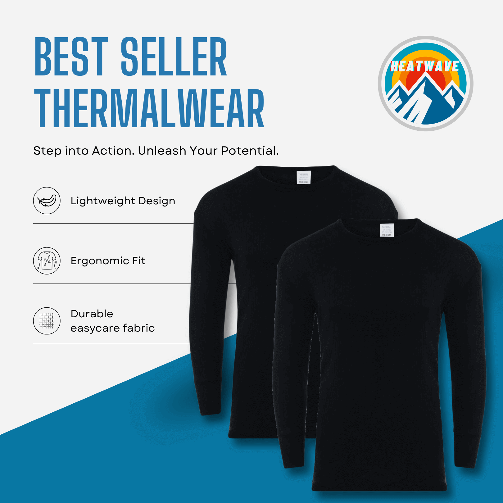 Men's Thermal Underwear Set 2 Pack – T-Shirt & Long Johns, S–XXL