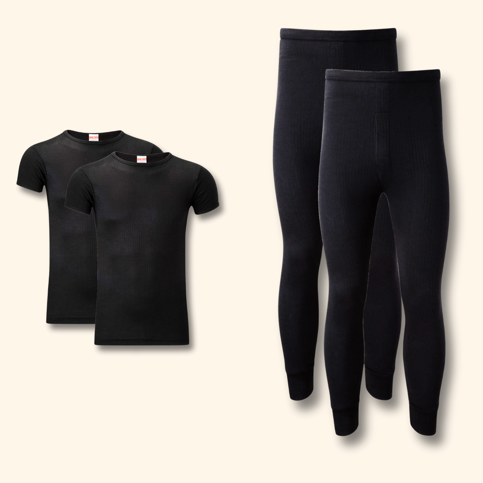 Men's Thermal Underwear Set 2 Pack – T-Shirt & Long Johns, S–XXL