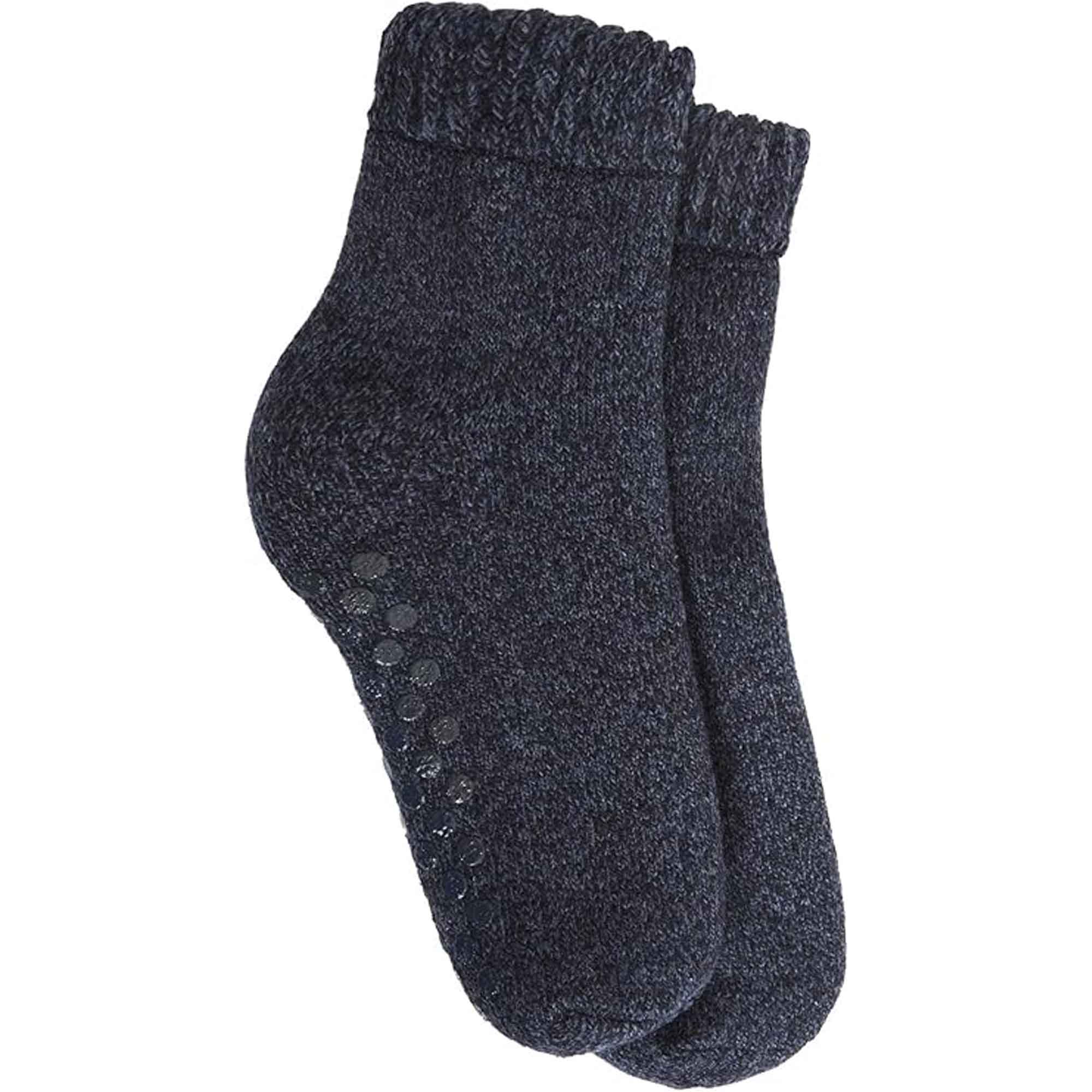 Men's Merino Wool Slipper Socks With Non Slip Grips Tall Fleece Lined 2 Pairs