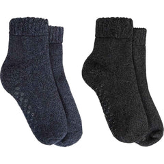 Men's Merino Wool Slipper Socks With Non Slip Grips Tall Fleece Lined 2 Pairs