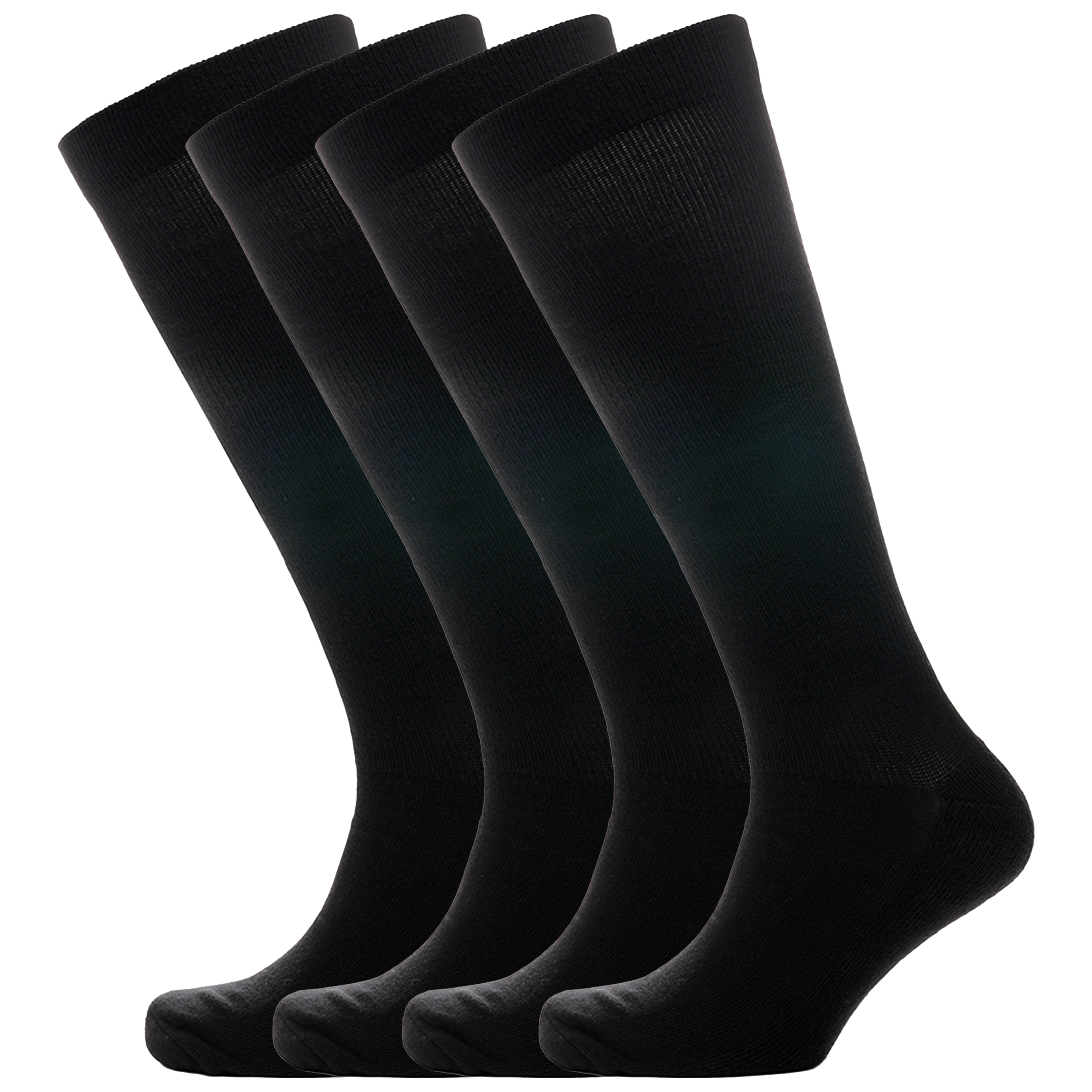 Travel Compression Socks 2 Pairs Unisex Knee-High Black Breathable Flight