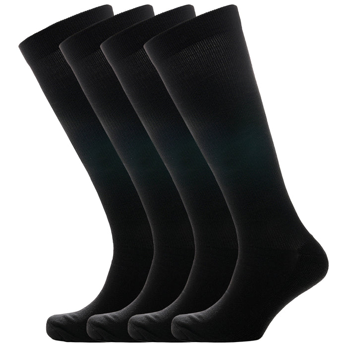 Travel Compression Socks 2 Pairs Unisex Knee-High Black Breathable Flight, BLACK
