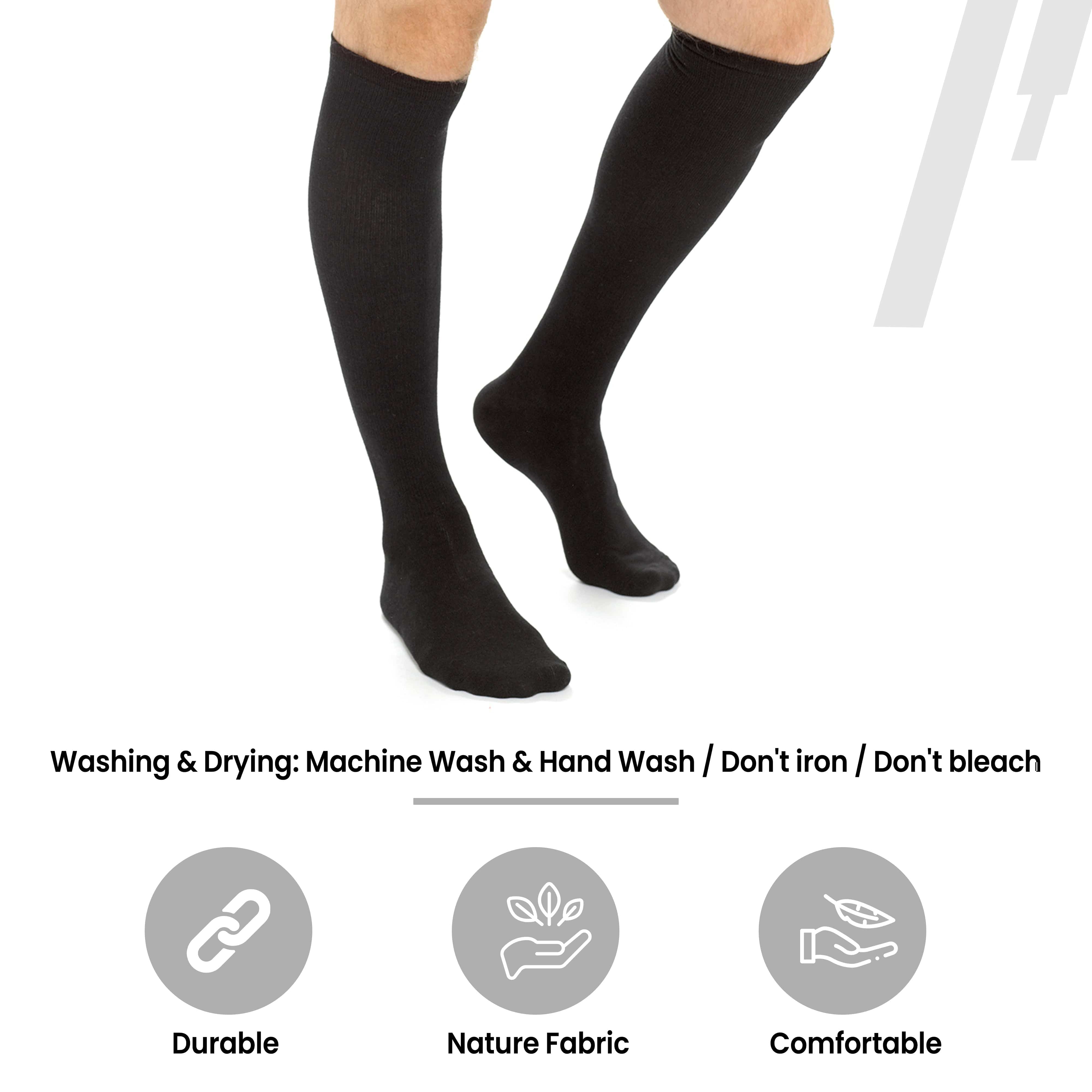 Travel Compression Socks 2 Pairs Unisex Knee-High Black Breathable Flight