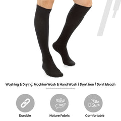 Travel Compression Socks 2 Pairs Unisex Knee-High Black Breathable Flight