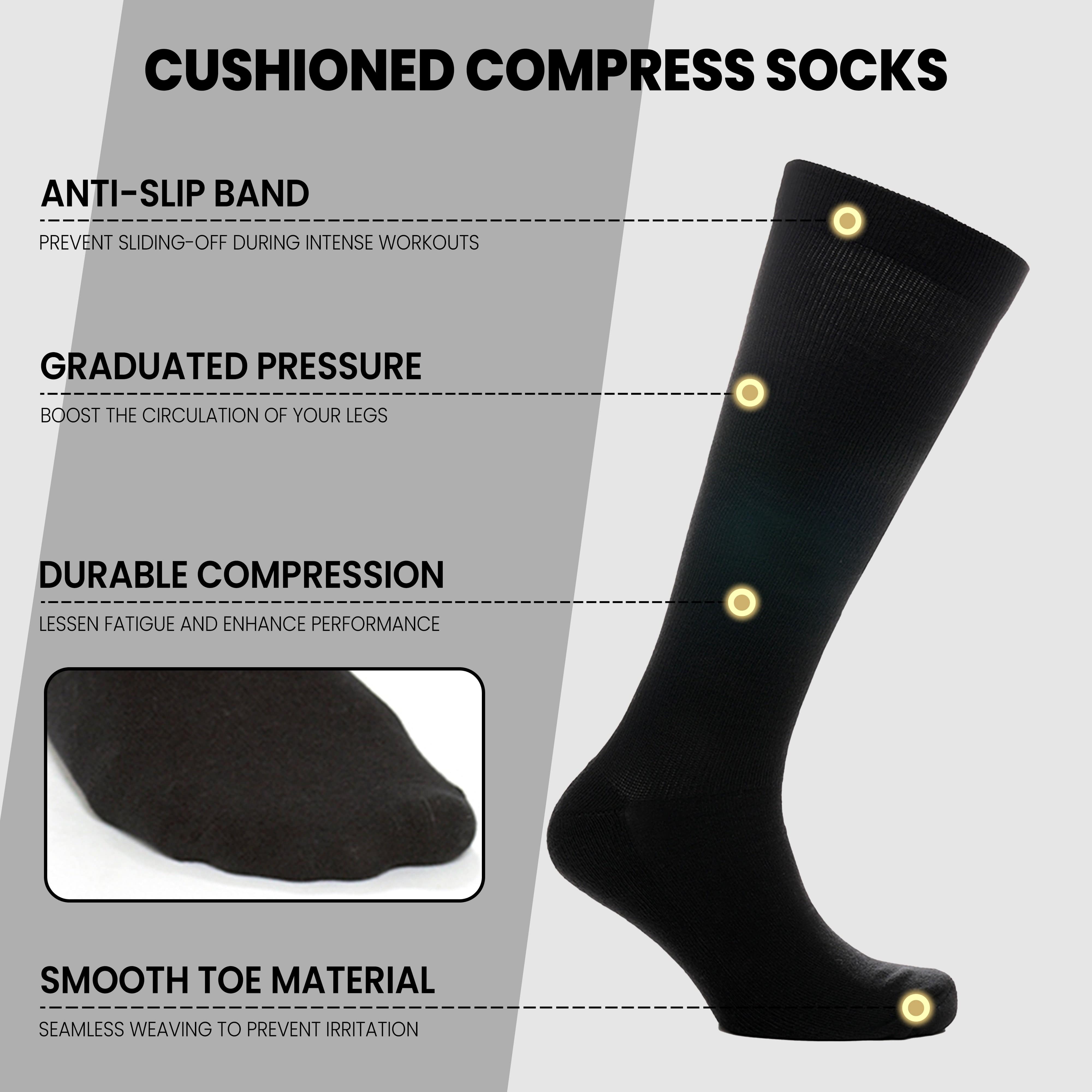 Travel Compression Socks 2 Pairs Unisex Knee-High Black Breathable Flight