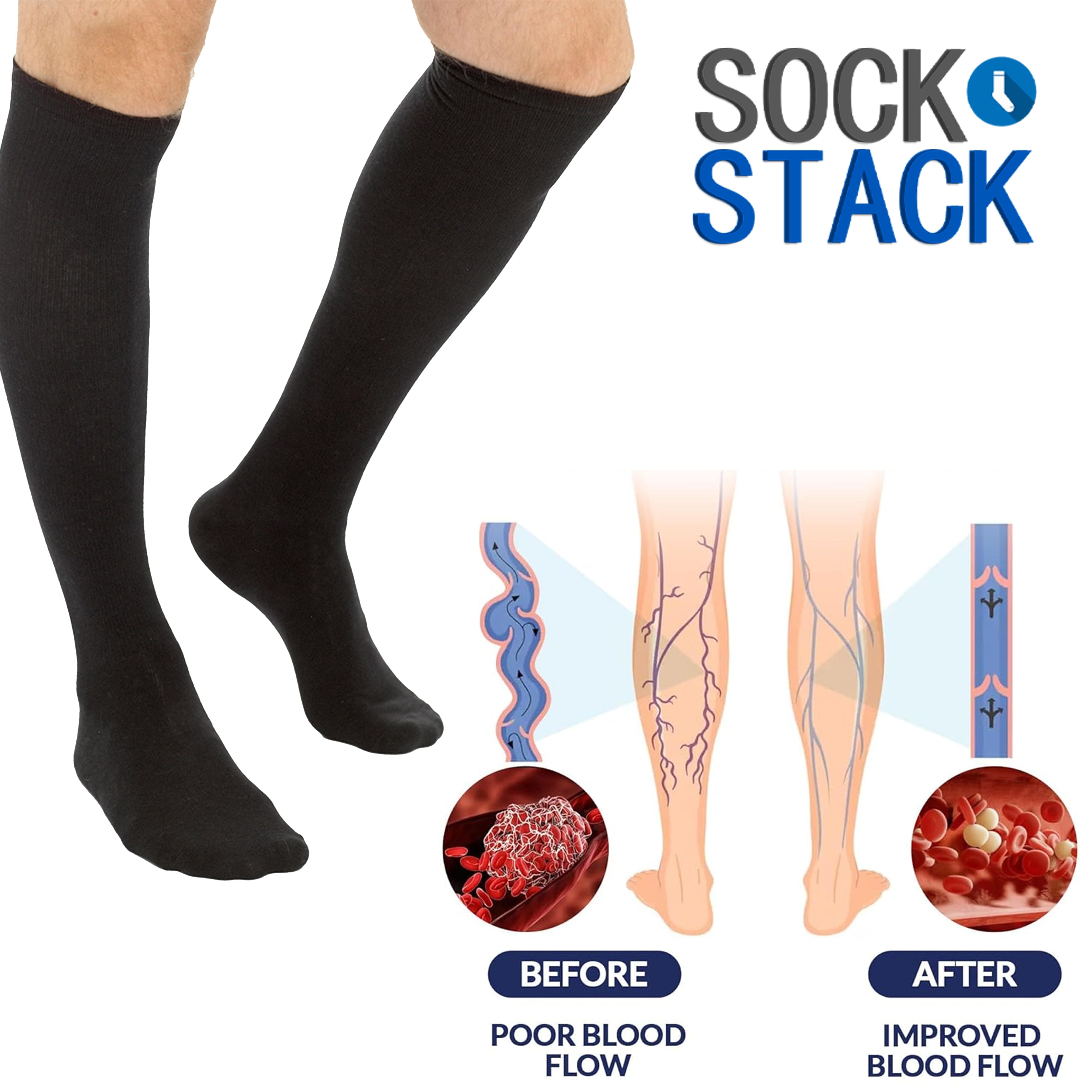 Travel Compression Socks 2 Pairs Unisex Knee-High Black Breathable Flight