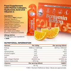 Benjamin Button 12,000mg Marine Collagen Drink - Orange Liquid Sachets