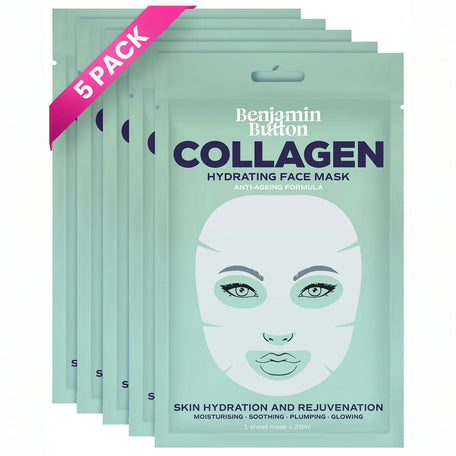 Collagen Hydrating Face Mask - Marine Collagen Sheet Mask - 5 Pack
