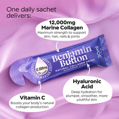 Benjamin Button 12,000mg Marine Collagen Drink - Blackcurrant Liquid Sachets