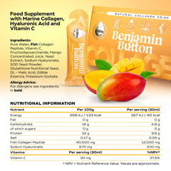 Benjamin Button 12,000mg Marine Collagen Drink - Mango Liquid Sachets