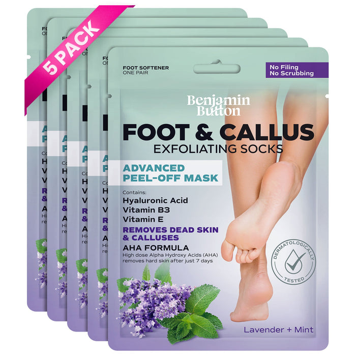 Exfoliating Foot Peel Mask, AHA Foot Peeling Mask, 5 Pack