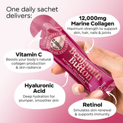 Benjamin Button 12,000mg Marine Collagen Drink – Passionfruit – 14 Liquid Sachets