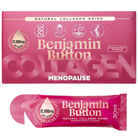 Benjamin Button 12,000mg Marine Collagen Drink – Passionfruit – 14 Liquid Sachets