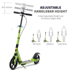HOMCOM Folding Kick Scooter – Dual Brake, Dual Suspension & Adjustable Handlebar