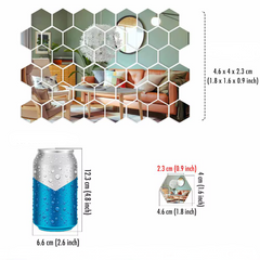Hexagon Acrylic Mirror Wall Stickers – Self-Adhesive Decorative Tiles