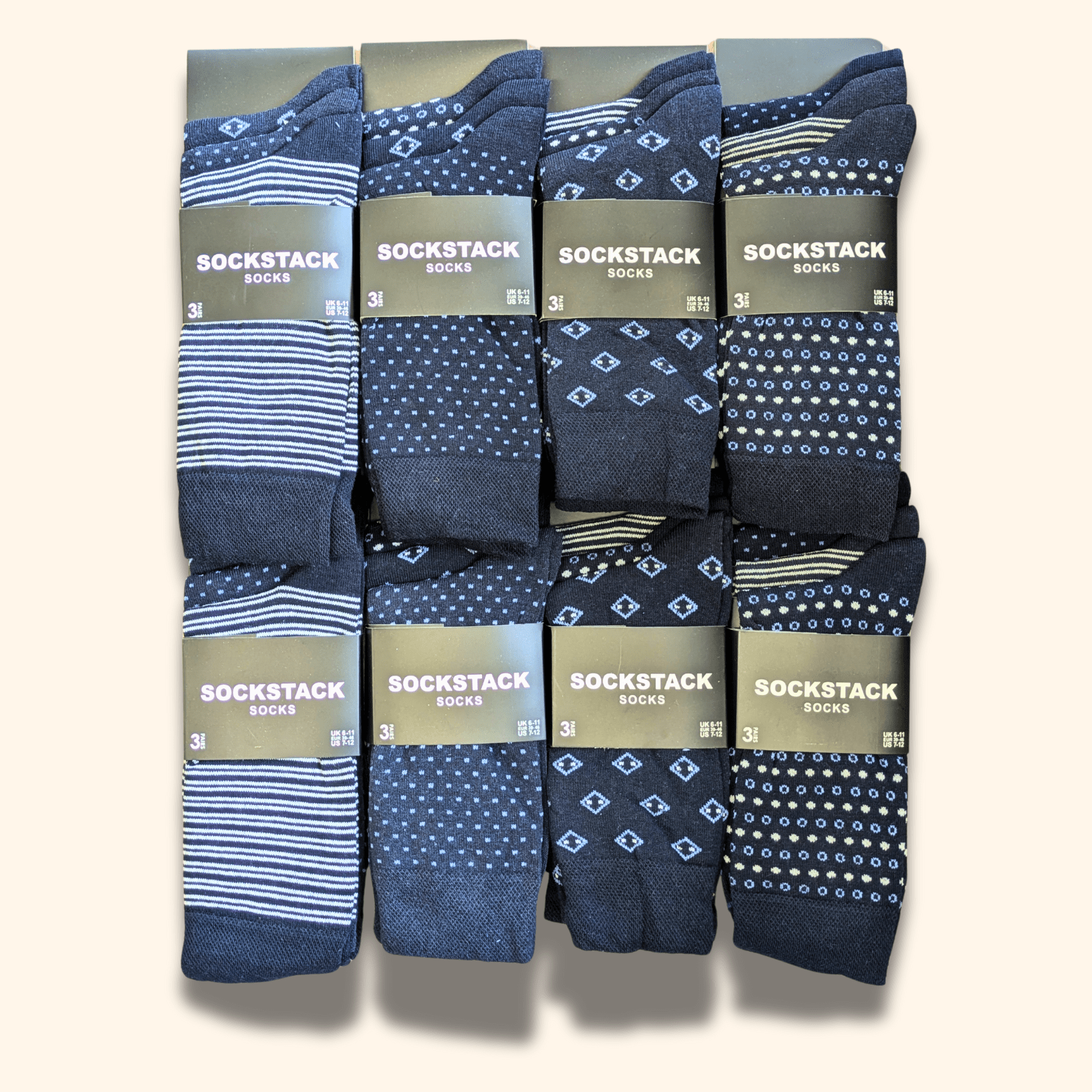 24 Pairs Men's Cotton Colourful Heel Toe Black Argyle Diamond Easycare