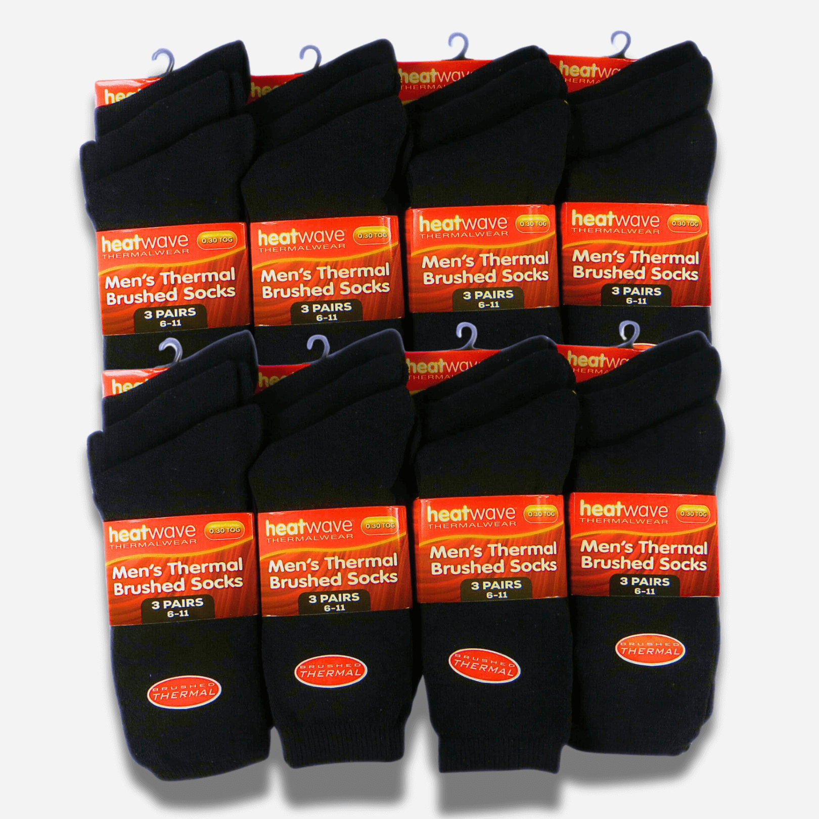 Men's Black Thermal Socks 24 Pairs Double Brushed Knit