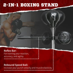 SPORTNOW Free Standing Speed Bag – Adjustable Boxing Punching Bag with Reflex Bar & Suction Cup Base