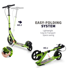 HOMCOM Folding Kick Scooter – Dual Brake, Dual Suspension & Adjustable Handlebar